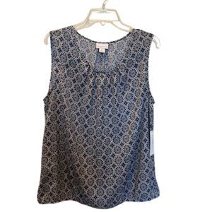 Liz Claiborne Tank Women's Navy and White Size XL Chic and Summer Ready NWT